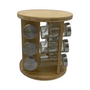 Imagen de Especieros de vidrio x12, con soporte de madera, en caja