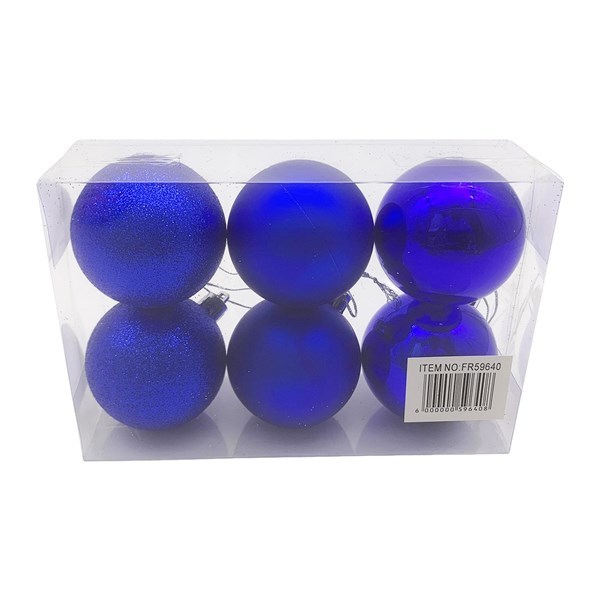 Imagen de Bolas navideñas x6 6cm, 3 texturas en caja varios colores