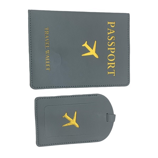 Imagen de Funda protectora para pasaporte en PU con etiqueta para valija, varios colores, en bolsa