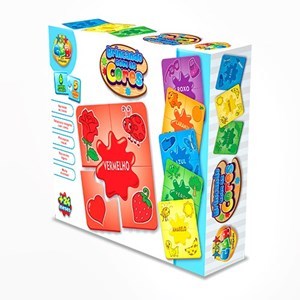 Imagen de Puzzle de cartón, educativo x6 colores, en portugués en caja