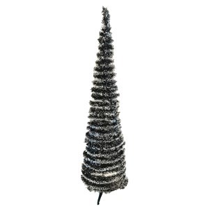 Imagen de Arbol navideño 130cm, espiral plegable, puntas nevadas pie de plástico
