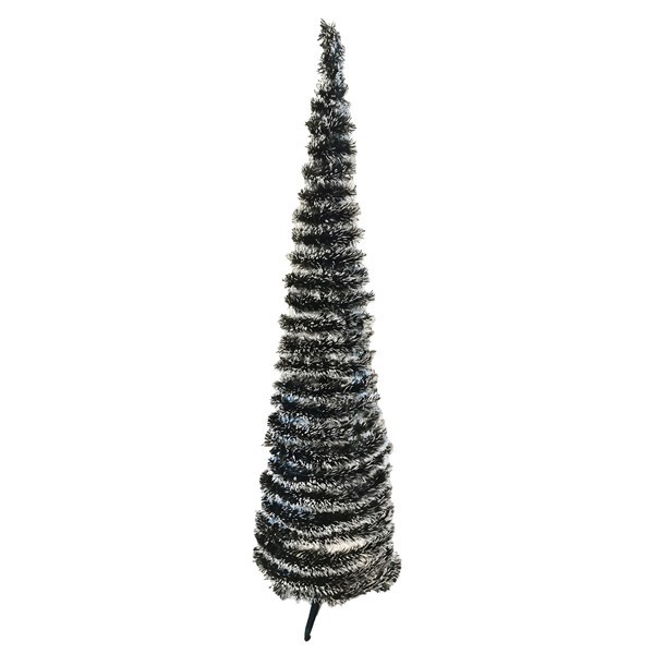 Imagen de Arbol navideño 130cm, espiral plegable, puntas nevadas pie de plástico