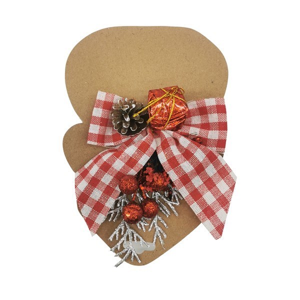 Imagen de Adorno navideño moña con accesorios, en cartón