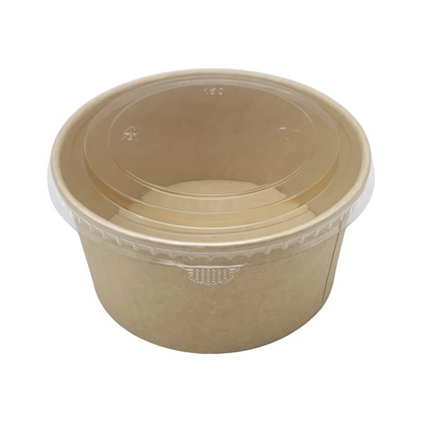 Imagen de Bowl descartable vianda de papel con tapa de plástico 800ml, PACK x50