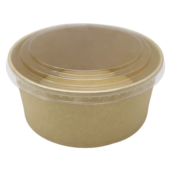 Imagen de Bowl descartable vianda de papel con tapa de plástico 1400ml, PACK x50