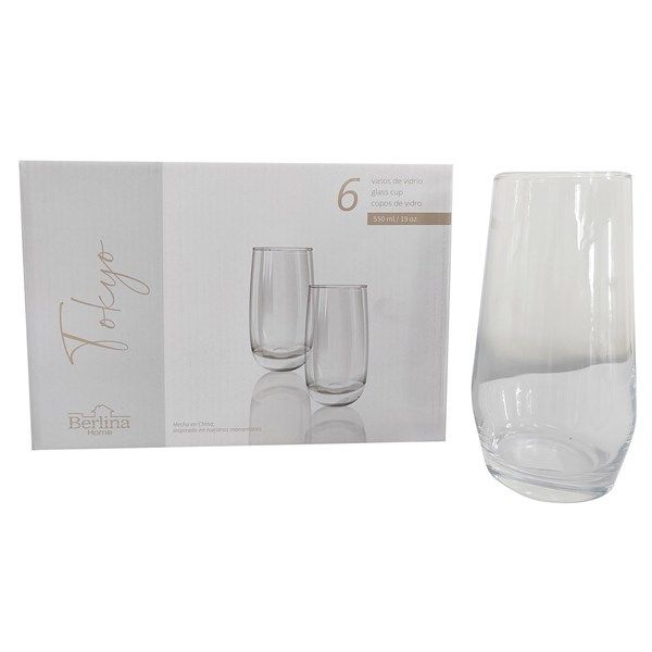 Imagen de Vaso de vidrio Berlina Tokyo, 550ml, CAJA x6