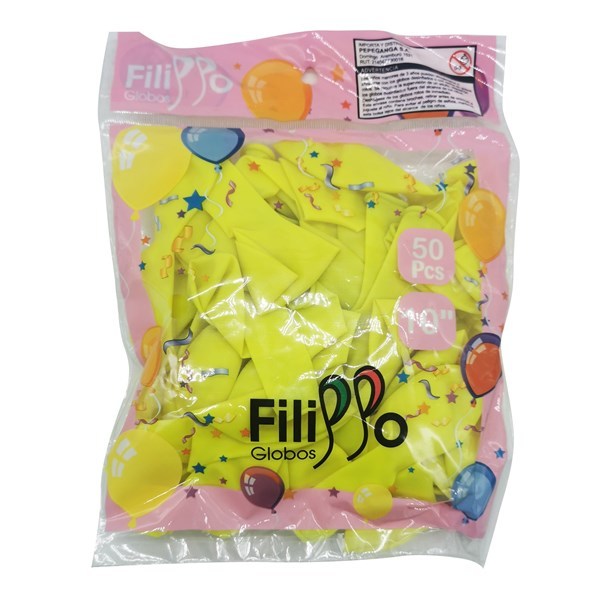 Imagen de Globo neón 10" FILIPPO amarillo, bolsa x50