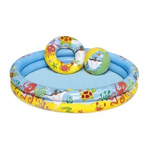 Imagen de Piscina inflable, 2 aros, Bestway, con accesorios 137L, en caja, 2 diseños