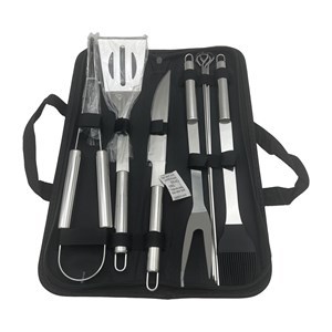 Imagen de Set de parrilla x9 mango acero inoxidable, en estuche de tela con cierre