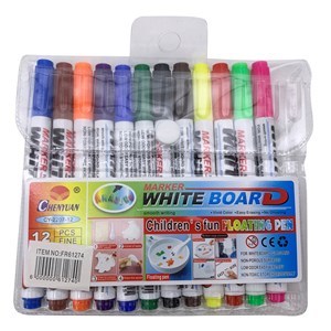 Imagen de Marcador de pizarra x12 colores, sirve para hacer figuras flotantes en el agua, en estuche de PVC