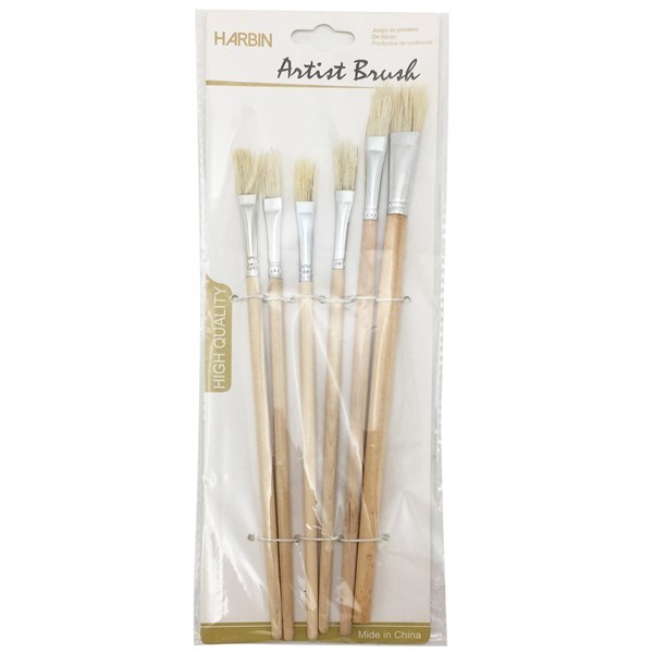 Imagen de Pincel de madera y cerdas naturales x6, en bolsa