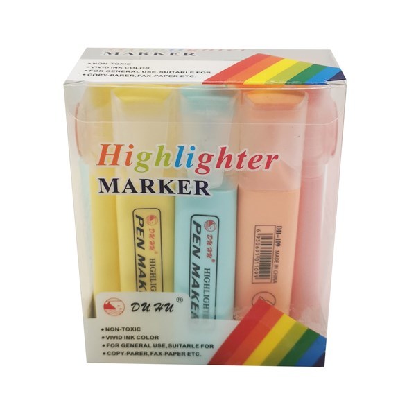 Imagen de Marcador resaltador flúo x12, punta biselada, colores pasteles, en estuche PVC
