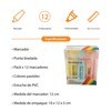 Imagen de Marcador resaltador flúo x12, punta biselada, colores pasteles, en estuche PVC