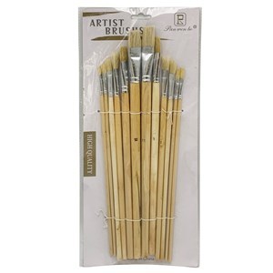 Imagen de Pincel de madera y cerdas naturales x12, en bolsa