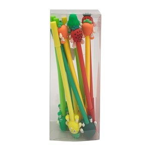 Imagen de Lapicera de gel negro frutas, CAJAx12