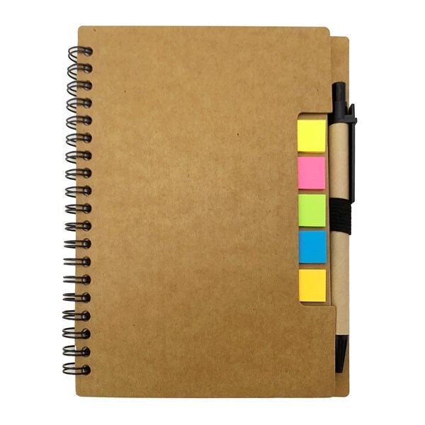 Imagen de Libreta con espiral, lapicera y señaladores