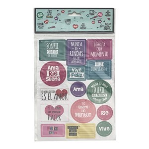 Imagen de Stickers frases surtidas, en bolsa PACKx12