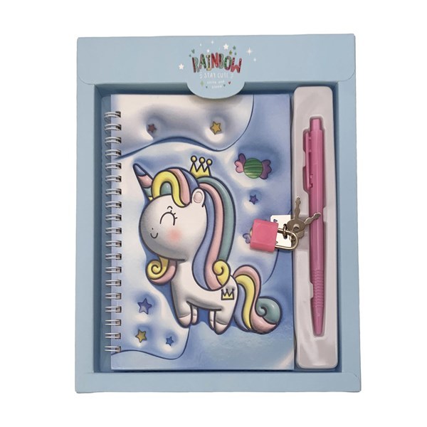 Imagen de Diario íntimo con llave y lapicera, varios diseños, unicornios en caja