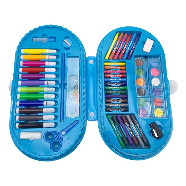 Imagen de Valija de arte infantil, 75 piezas, contiene marcadores, crayolas, pasteles, acuarelas y accesorios, 2 diseños