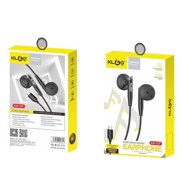 Imagen de Auriculares con cable con salida C, KLGO en caja 2 colores