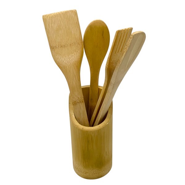 Imagen de Cucharas de madera x4 con soporte , en red