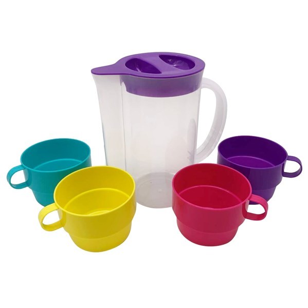 Imagen de Jarra de plástico 800ml, con 4 tazas 170ml, en bolsa
