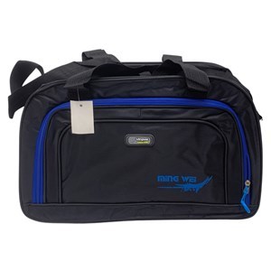 Imagen de Bolso deportivo con asas y correa, bolsillo frontal, negro con cierres de varios colores