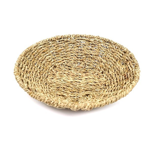 Imagen de Canasto cesto bandeja de fibras naturales, junco de agua