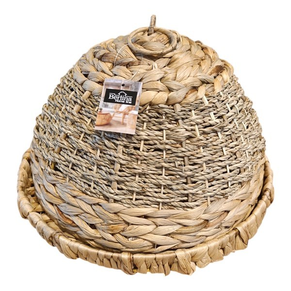 Imagen de Cubre tortas con plato de fibras naturales, junco de agua