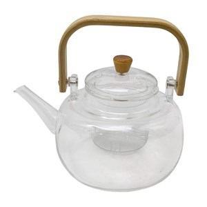 Imagen de Tetera de vidrio con filtro, 900ml, mango de madera, en caja