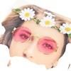 Imagen de Lentes de cotillón, con tiara flores y caravanas, en bolsa