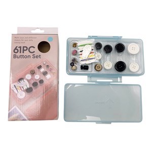 Imagen de Hilo x6 varios colores con botones varios tamaños y  accesorios para costura, 61 piezas, en caja