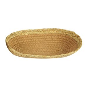 Imagen de Canasto cesto bandeja de piola y fibras naturales grande, junco de agua