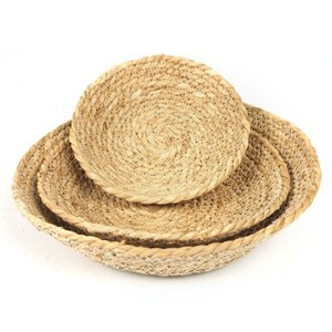 Imagen de Canasto cesto bandeja de fibras naturales mediano, junco de agua