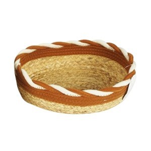 Imagen de Cesto canasta combinado cordón y fibras naturales, grande, junco de agua