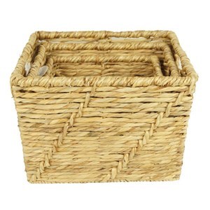 Imagen de Caja organizadora rectangular con asas, chica, de fibras naturales, junco de agua