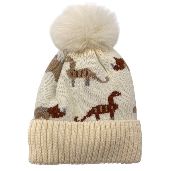 Imagen de Gorro infantil, tejido forrado con diseño de dinosaurios, varios colores