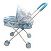 Imagen de Coche para muñeca, de metal, cuna con techo, en bolsa celeste