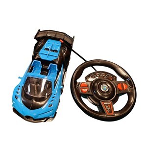 Imagen de Auto a control remoto, volante con luz y sonido, recarga USB 2AA, en caja 2 colores