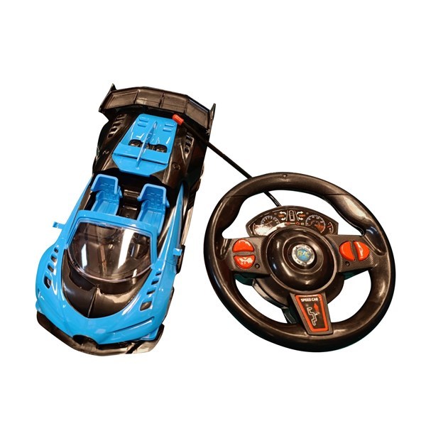Imagen de Auto a control remoto, volante con luz y sonido, recarga USB 2AA, en caja 2 colores