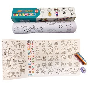 Imagen de Rollo de papel con dibujos para colorear, 1.8m, con 6 lápices y sacapuntas varios diseños