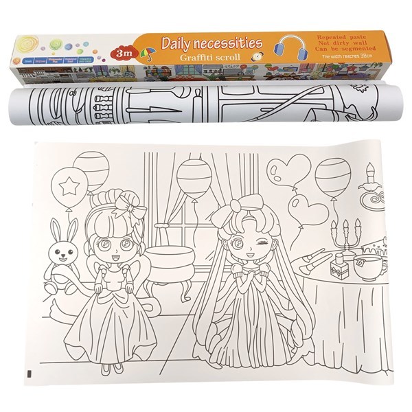 Imagen de Rollo de papel con dibujos para colorear, 3m varios diseños