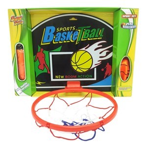 Imagen de Tablero de basket para pared, de plástico, aro 24cm de diámetro, con pelotas inflador en caja