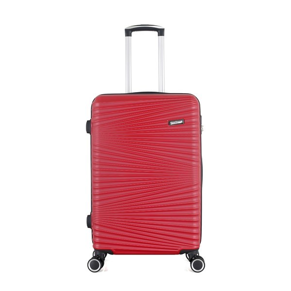 Imagen de Valija Berlina rígida 24" ROJO, ruedas omnidireccionales 360, manija telescópica, tranca numérica, correa para ajustar ropa, bolsillo interior con cierre, color rojo