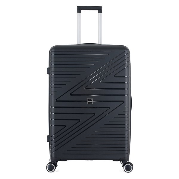 Imagen de Valija Berlina rígida 28" NEGRO, ruedas omnidireccionales 360, manija telescópica, tranca numérica, correa para ajustar ropa, bolsillo interior con cierre, color negro