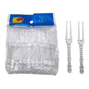 Imagen de Descartable, tenedor pincho mini para copetín de plástico, bolsa x50