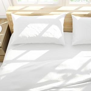 Imagen de Sábanas 2 plazas Berlina BLANCO, 140x190x25 200x220 50x75cm, set 4 piezas en poliester