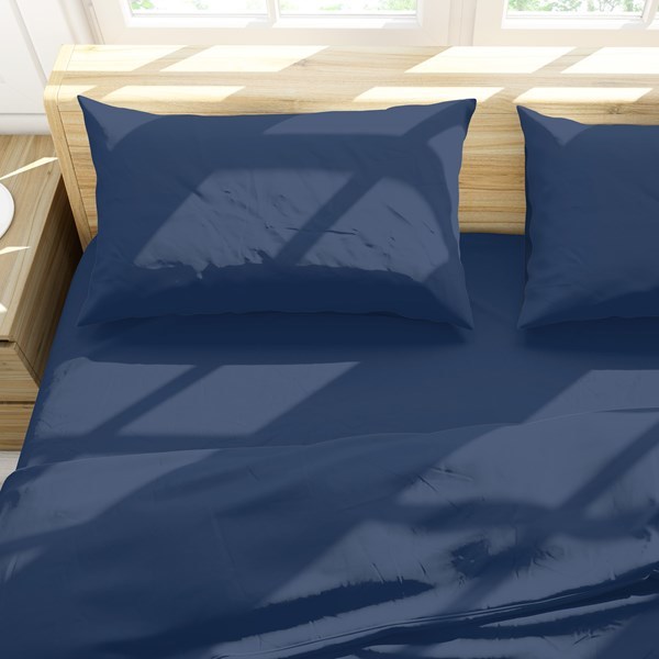Imagen de Sábanas 2 plazas Berlina AZUL, 140x190x25 200x220 50x75cm, set 4 piezas en poliester