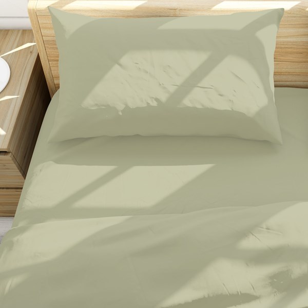 Imagen de Sábanas 1 plaza Berlina VERDE, 90x190x25 152x220 50x75cm set de 3 piezas en poliester, en sobre PVC