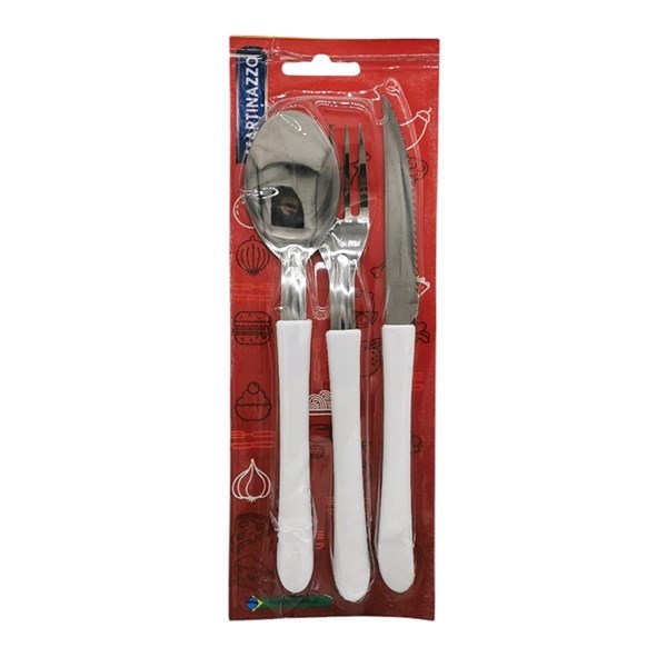 Imagen de Cubiertos juego x3 acero inox en blister BLANCO, ELEGANCE MARTINAZZO